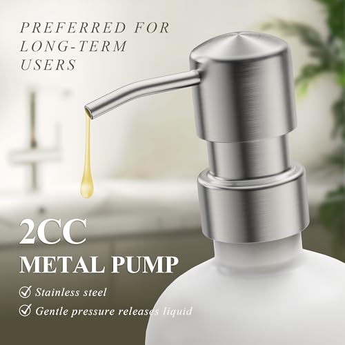 Kitchen Soap Dispenser Set Comes with Ceramics Sponge Holder, Gold Pumps, and Instant Dry Tray, Hand and Dish Soap Dispenser Set (4, Silver + White + Sponge Holder)