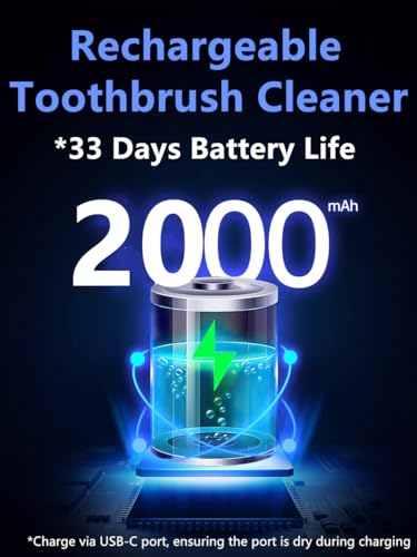Toothbrush Cleaner & Toothbrush Holder, Cleaning and Air Drying, LED Smart Screen, Rechargeable Wall Mount Toothbrush Holder for Bathrooms