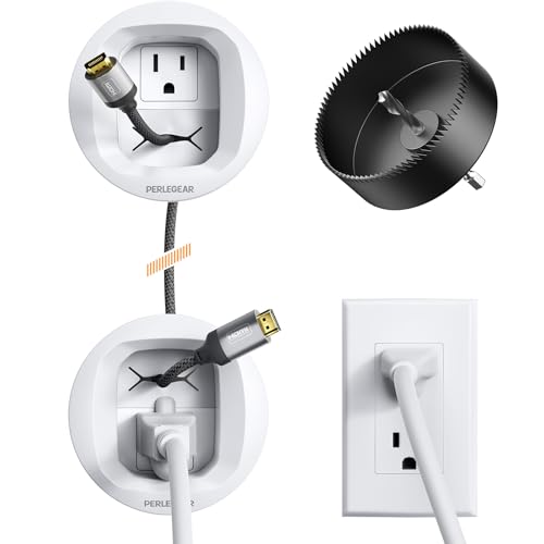 Perlegear in-Wall Cable Management Kit, TV Cord Hider for Wall Mounted TV and Speakers, Power and Low Voltage Wire Management. Includes Drill Template, Dust Bag and Drill Attachment for Easy Install