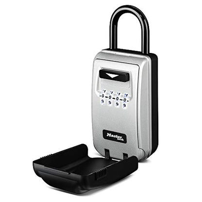 Master Lock Black Portable Key Lock Box with Light Up Dials, Set/Reset Combination for Tenants, Guests, Clients, Ideal for Realtors, Landlords or Property Managers, Holds 6 Keys, 5424EC