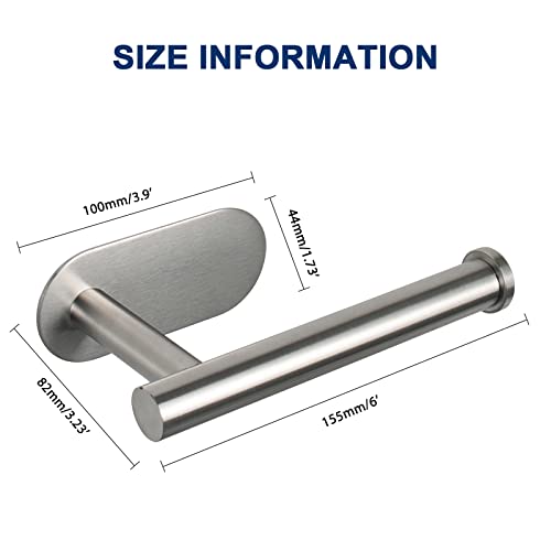 NearMoon Toilet Paper Holder Self Adhesive, Premium Thicken SUS304 Stainless Steel Rustproof Adhesive Toilet Roll Holder no Drilling for Bathroom, Kitchen, Washroom (2 Pack, Brushed Nickel)