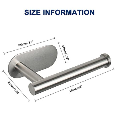 NearMoon Toilet Paper Holder Self Adhesive, Premium Thicken SUS304 Stainless Steel Rustproof Adhesive Toilet Roll Holder no Drilling for Bathroom, Kitchen, Washroom (2 Pack, Brushed Nickel)