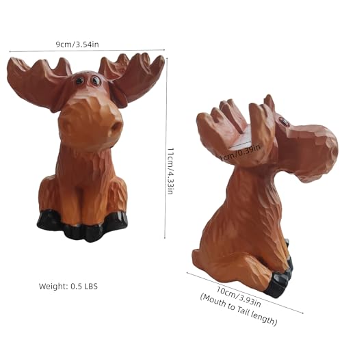 Moose Decor Family Figurine, Moose Eyeglass Holder Stand | Resin Sculptures For Entryway Home Office, Cute Phone Stand For Desk