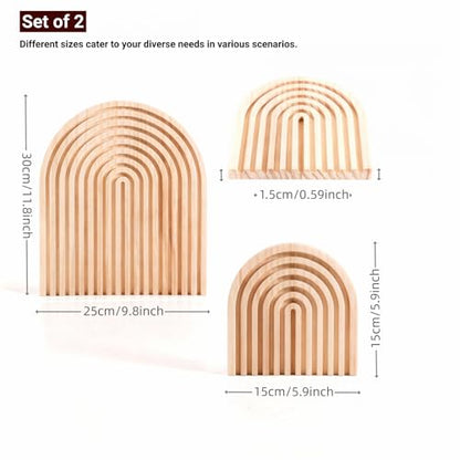 2 Pcs Natural Wood Arch Decor, Serving Boards and Boho Shelf Decor | Boho Decor for Fireplace Mantel, Uncoated Pine with Scandinavian and Japandi Style for Living Room and Home Office