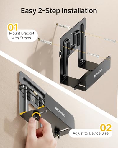 monTEK Adjustable Cable Box Wall Mount up to 11 LBS, Wide | Small Devices Wall Mount, Modem Mount, For WiFi Router, DVD Player, Mini PC, Game Consoles & Streaming Media Devices