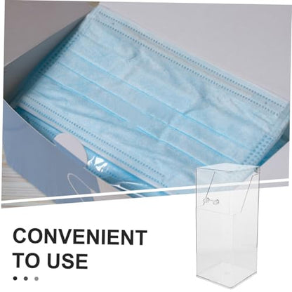 Healeved Clear Face Mask Dispenser with Lid, Acrylic Countertop Storage Box Holder for Facial Masks, Gloves and Hairnets, Dust-Proof Vertical Organizer for Home Office Clinic (8.25 x 3.46 Inch)