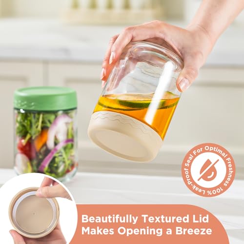 16 Oz Glass Overnight Oats Containers with Lids Chia Pudding Jars