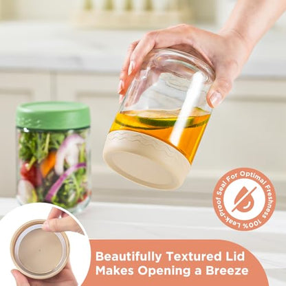 16 Oz Glass Overnight Oats Containers with Lids Chia Pudding Jars