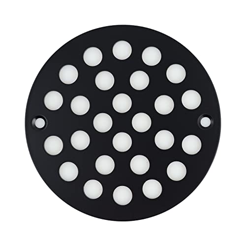 4 Inch Screw-in Round Shower Drain Cover Replacement Floor Drainer with Screws (Black) | Replacement Floor Drainer with Screws, 304 stainless steel drain grill filters debris, fits most household shower drains