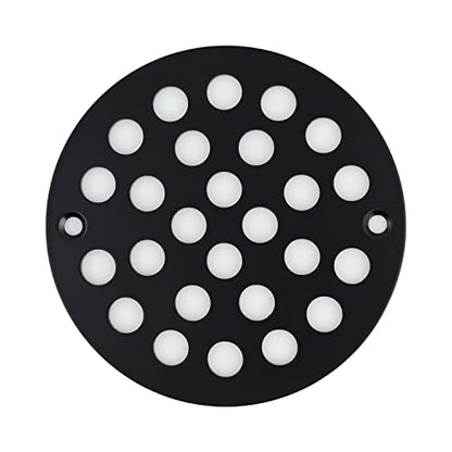 4 Inch Screw-in Round Shower Drain Cover Replacement Floor Drainer with Screws (Black) | Replacement Floor Drainer with Screws, 304 stainless steel drain grill filters debris, fits most household shower drains
