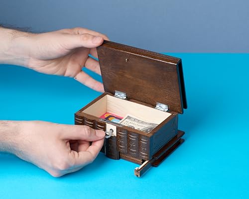 Puzzle Box with Hidden Compartments, Secret Lock and Key | Maple Wooden Puzzle Box in 5 Steps, Hand-Carved with Transylvanian Motifs for Adults and Kids. Ideal for Money and Gift Card