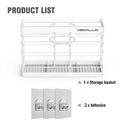 Hair Tool Organizer, Curling iron stands, Bathroom Organizer Basket Hair Supplies Organizer Storage Hair Dryer Holder- Wall Mount No Drilling | Curling iron holder Cabinet Door Bathroom Organizer for Hair Dryer, Curling Wands, Hair Straighteners White