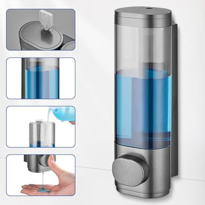 Pollock Shampoo and Conditioner Dispenser 1 Chamber No Drill | Shower Soap Pump Dispenser Wall Mounted,Body Wash Dispenser,Shower Gel Shampoo Holder for Bathroom Accessories, (Gun1)