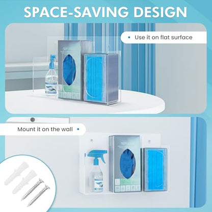 WAHFAY Acrylic Hygiene Dispenser Sanitation Station with Three Compartment, Gloves Masks Hairnets Box Holder, Wall Mount or Tabletop Clear Storage Containers
