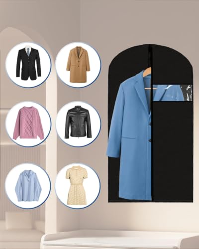 Garment Bags Suit Bags 24 x 43 Inch, 9 Packs Garment Covers for Hanging Clothes on Closet or Travel, PEVA (70GSM) Suit Covers for Storage Suits, T-shirts and Jackets