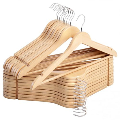 StorageWorks Wooden Coat Hangers, 20 Pack Wood Clothes Hanger for Closet