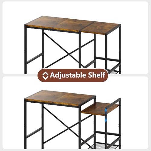 Mini Fridge Stand with Storage Shelves Dorm Microwave Stand Reversible | Wine Cabinet, Coffee Bar, TV Stand, Bakers Rack, Beverage Refrigerator Table Adjustable for Kitchen Office Rustic Brown