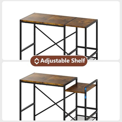 Mini Fridge Stand with Storage Shelves Dorm Microwave Stand Reversible | Wine Cabinet, Coffee Bar, TV Stand, Bakers Rack, Beverage Refrigerator Table Adjustable for Kitchen Office Rustic Brown