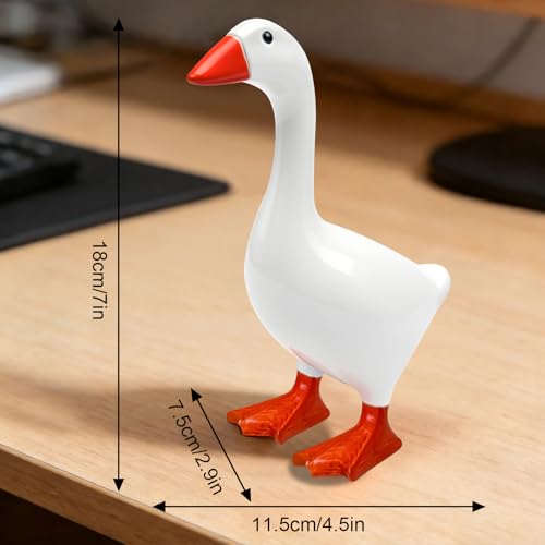 Desk Goose 7 Inches – Magnetic Goose Key Holder for Desktop, Cute Resin Goose Figurine with Strong Magnet Beak, Funny Animal Desk Ornament & Mini Desk Goose for Office & Home