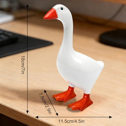 Desk Goose 7 Inches – Magnetic Goose Key Holder for Desktop, Cute Resin Goose Figurine with Strong Magnet Beak, Funny Animal Desk Ornament & Mini Desk Goose for Office & Home