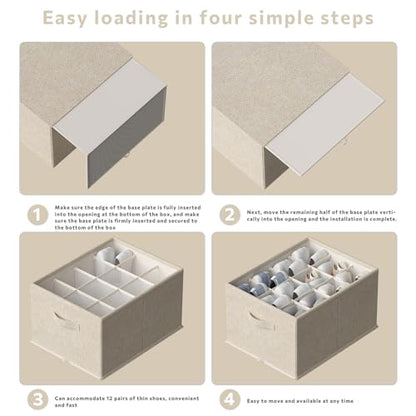 FHSQX 2 Pack Shoe Organizer for Closet,Foldable Shoe Organizer,Fits up to 24 Pairs,Storage Containers With Bottom Support for Shoes | Foldable