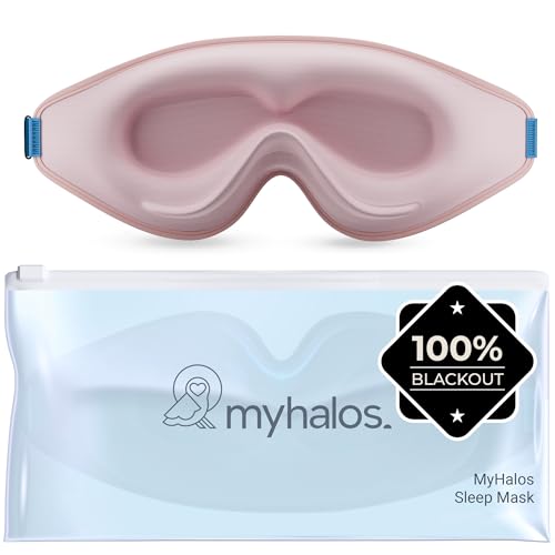 MyHalos® Sleep Mask for Men and Women, 3D Blackout Eye Masks for Sleep | Sleeping Mask, Blindfold, Zero Pressure, Breathable, Side Sleepers & Eyelash Friendly, Night & Travel Eye Mask (Peach)