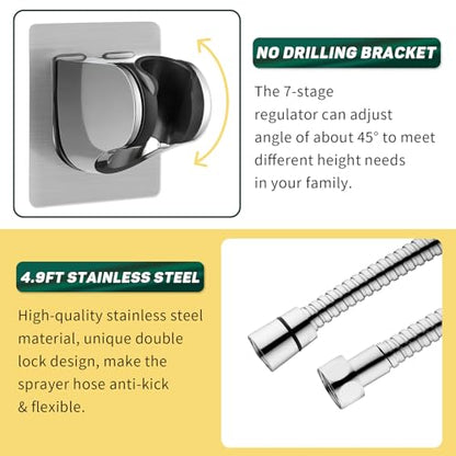 CECEFIN Kitchen Faucet Hose Attachment, 4-Mode ON/Off Spray Head w/Filter | 4.9Ft Stainless Steel Hose, Water Saving Aerator w/ 3-Way Diverter Valve, for Laundry/Bathroom Sink Hair Washing Pet Shower