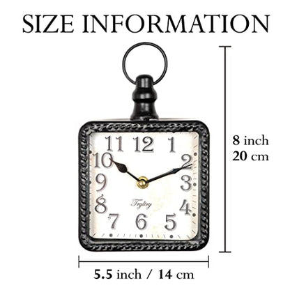 Retro Rectangle Metal Silent Small Wall Clock Black Rectangle | Battery Operated Vintage Decor Wall Clocks, Antique Old Design Style, for Farmhouse,Kitchen,Bedroom,Bathroom Rectangle