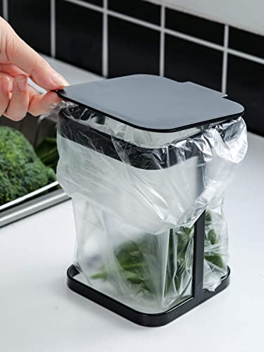 Metal Countertop Trash Can Garbage Bag Holder for Home Kitchen (Black) …