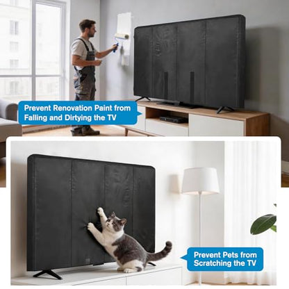 JZHLLA Waterproof Oxford TV Cover for Moving 0.25 Inch Thick Tear Resistance Screen Protector Cover Fits 60"-65" TV with Foam Filling and Bottom Strap for House Moving, Storing