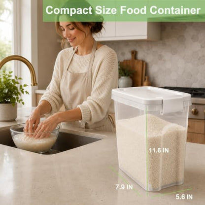Rice Storage Container 10-15 Lbs, Airtight Flour Dry Food Bin with Scoop