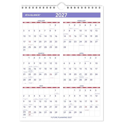 AT-A-GLANCE 2026 Wall Calendar, 8" x 11", Small, Ruled Blocks (PM12826)