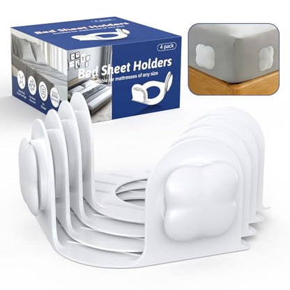Sheet Holders Bed Sheet Grippers - Fitted Sheet Holder for Corners Keep Sheets Firm & Tight Fit All Sheet Sizes Sheet Straps Clips Easy Installation