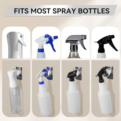 KIHOGEM Magnetic Spray Bottle Hanger | Stainless Steel Spray Bottle Holder with Strong Magnetic Backing for Refrigerator Grill RV (4pcs)