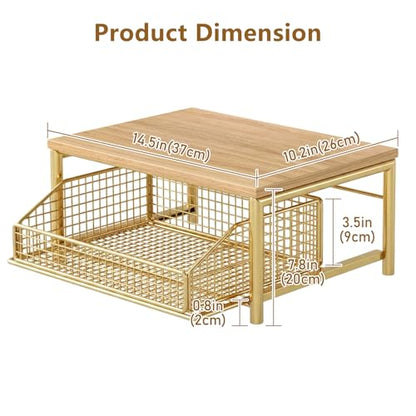 Funecy Coffee Pod Drawer Holder,Coffee Machine Storage Rack,Home Kitchen Counter Coffee Bar Organizer,Storage Basket Drawer (Gold)