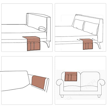 HAOMAIJIA Sofa Armrest Organizer, Remote Control Holder for Recliner Couch | Anti Slip Arm Chair Bedside Caddy Storage Organizer With 6 Pockets For Cell Phone Tv Remote Control Magazines (brown)