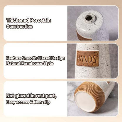 Hand and Dish Soap Dispenser Set, Farmhouse Ceramic Soap Dispenser for Kitchen Sink, 15 OZ Vintage Hand Wash Liquid Dispenser for Bathroom Farmhouse Modern Kitchen Decor Accessories