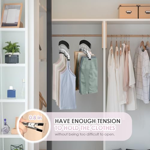 Wooden Leggings Hangers, Scarf Hangers for Closet, Black, 2 Pcs | 24 Clips, 360° Swivel Hook, Hanging Storage Organizer for Scarves, Pants, Hats, Skirts, Bras, Camisoles, Tank tops, Gloves