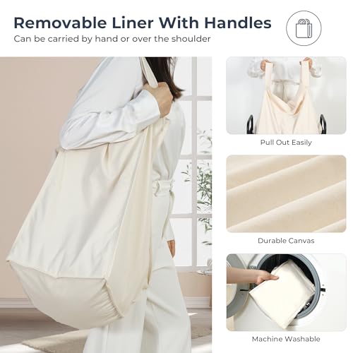 Laundry Hamper 2 Section, 100L Rolling Laundry Sorter Cart with Removable and Washable Liner Bag, Clothes Hamper with Wheels and Metal Handle for Laundry Room and Bedroom