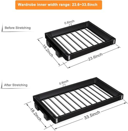 Pull Out Pants Rack for Closet, Retractable Wardrobe Trousers Rack | Jeans Hanger for Cabinet Inner Width 23.6"~33.5", Space Saving Aluminum Alloy Closet Organizer