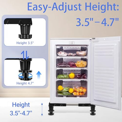 Mini Fridge Stand Riser, Adjustable Base for Small Refrigerator | Universal Fit with 4 Sturdy Feet, 400lbs for Washer, Dryer, Freezer, Portable AC & Appliances, Easy-to-Install, Black