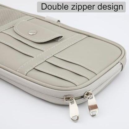 Car Sun Visor Organizer, Auto Interior Accessories Pocket Organizer - Car Truck SUV Storage Pouch Holder, with Multi-Pocket Net Zipper (Gray)