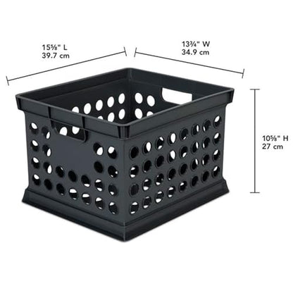 Storage Crate Bin File Organizer for Home & Office... (Black | Plastic)