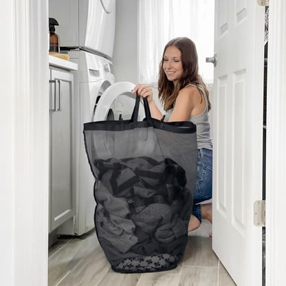 Goodpick 100L Large Rolling Laundry Basket with Wheels and Lid, Black | 17.3" × 13" × 29.5" Collapsible Laundry Hamper for Clothes & Blankets Storage, Removable Wash Bag, Bathroom Organization