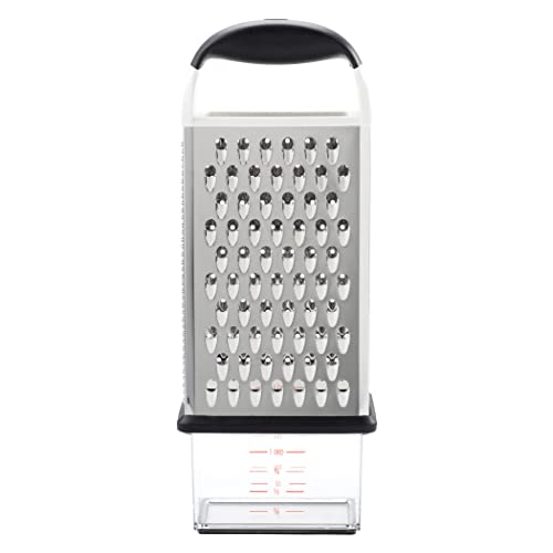 OXO Good Grips 4-Sided Box Grater for Cheese & Vegetables with Container | Stainless Steel Grating Surfaces, Non-Slip Handle, Detachable Container, Cheese, Vegetables, Zesting, Multi Purpose Grater