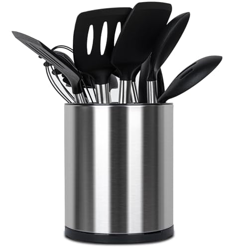 Kitchen Utensil Holder for Countertop 360° Rotatin... (Stainless Steel)