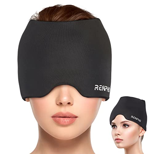 RENPHO Ice Head Wrap Headache Relief Hat with Hot or Cold Therapy, Eye Massager with Heat, Compression, Migraine Relief Cap,