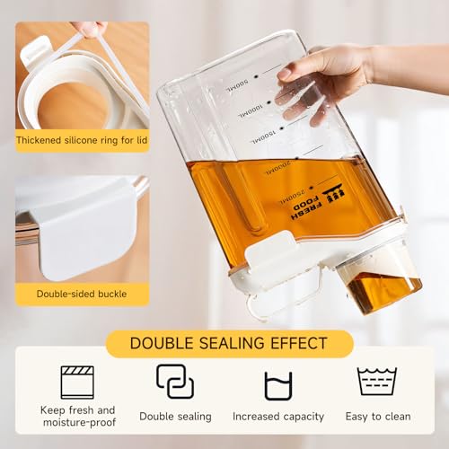 Rice Containers 5.5lbs and Cereal Storage Dispenser-Airtight Food Storage Organizers BPA free Plastic Kitchen Storage Containers food-grade PET material Suitable for rice, cereal, flour,etc(White)