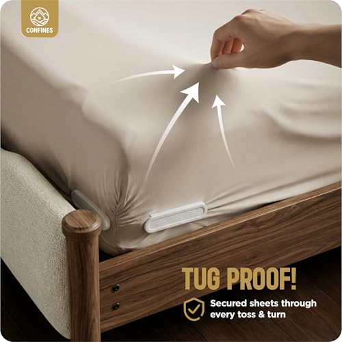 Bed Sheet Holders for Corners – 4PCS Locking Fitted Sheet Clips for All Mattress Sizes – Non-Slip Sheet Fasteners Keep Bedding Tight & Smooth – Easy One-Time Installation – Heavy-Duty Design (White)