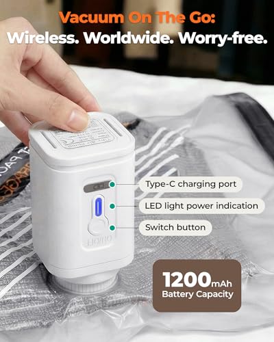 BAGSMART Travel Vacuum Bags for Suitcase & Home, 18 Pack with Wireless Pump | Cordless Pump, Triple-Seal Leak-Proof, 18-Pack 3 Sizes, For Suitcase & Home, With Toiletry Shoe & Laundry Bags